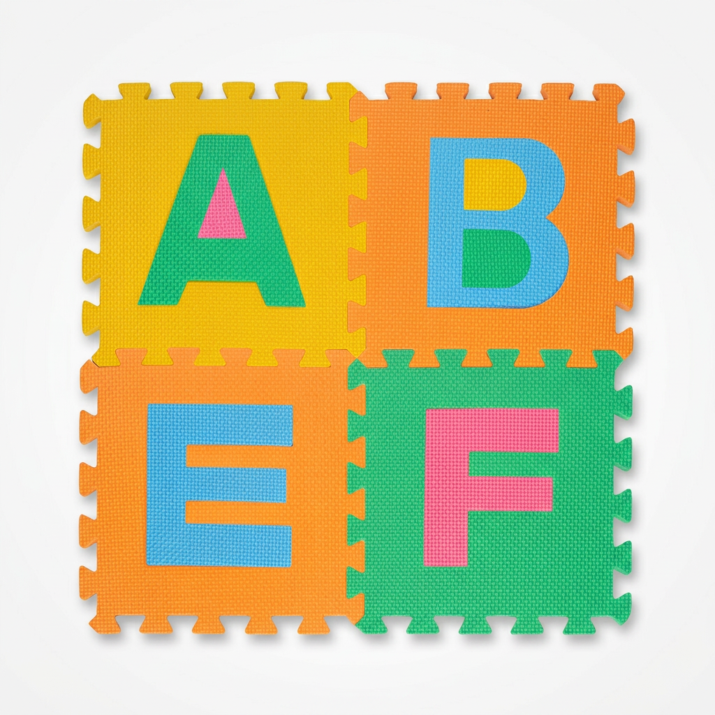 Kids alphabet foam puzzle mat tiles showing letters A and B
