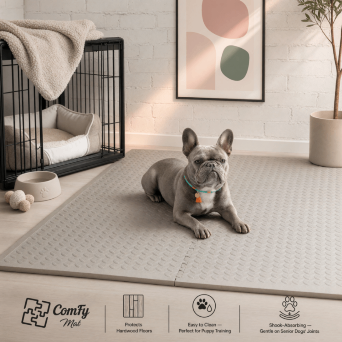 French Bulldog on a grey ComFy mat