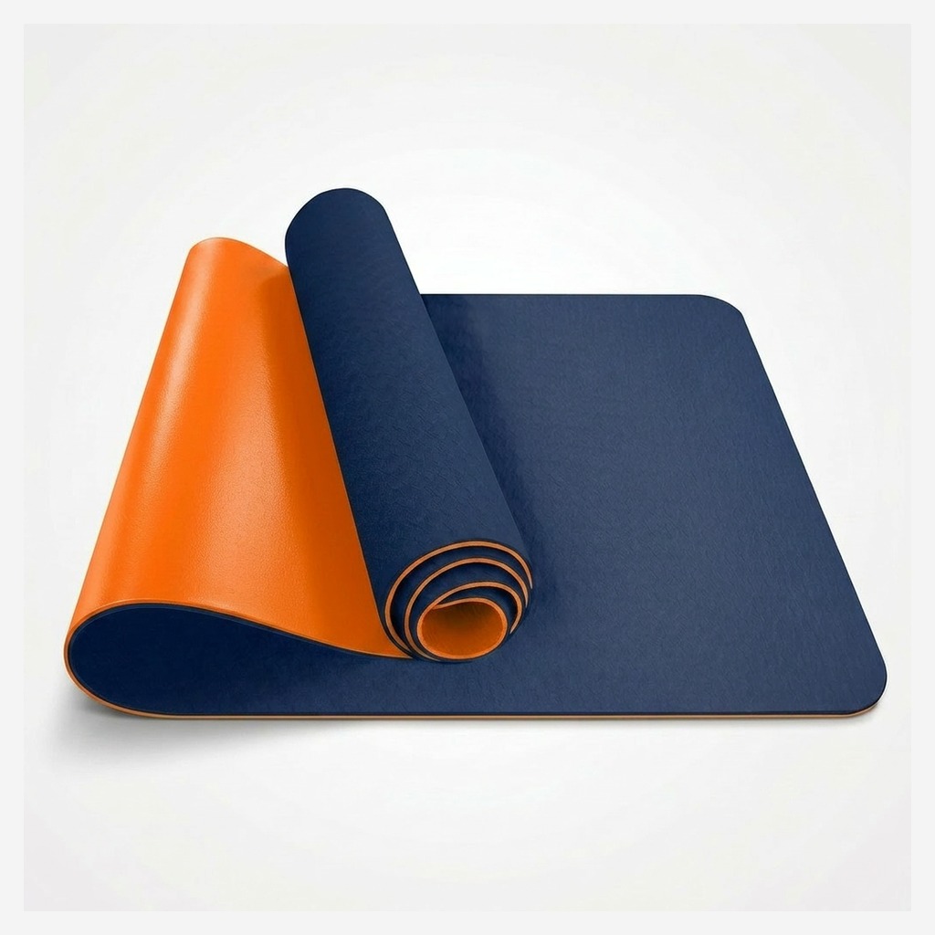 Navy / Orange reversible two-tone yoga mat